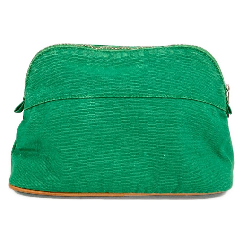 Hermès Bolide Pouch 25 Pouch Green Beige Canvas Leather - Picture 2 of 9